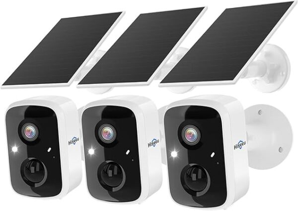 Solar Camera Security Outdoor, 3 Pack 100% Wireless 3K 4MP Surveillance Indoor WiFi Smart Cameras for Home Security Outside, PIR/AI Motion Detection, Waterproof, Color Night Vision, 2-Way Audio