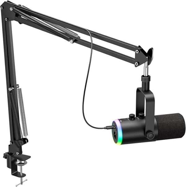 61AcmdmzJwL._AC_SX679_ Dynamic Gaming Microphone | USB/XLR Dual Mode | RGB Boom Arm Mic Kit with One‑Touch Mute, Headphone Monitor, Gain Control | for Streaming, Podcast, PC, PS4/PS5, Recording