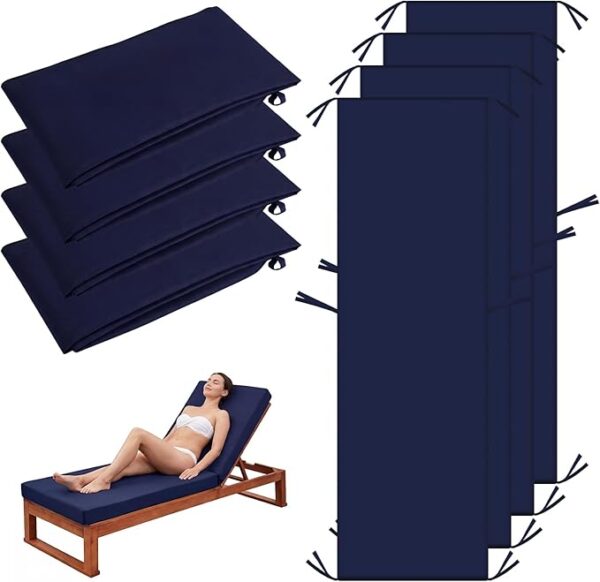 61d4QH07S9L._AC_SX679_ 4 Pack Outdoor Chaise Lounge Cushion Covers Waterproof, Patio Lounge Chair Cushion Replacement Covers with Zipper and Ties for Patio Pool (72 x 21 x 3 Inch, Lake Blue, Cushion Not Included)