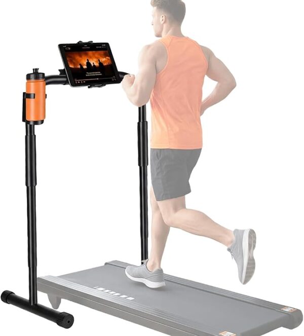 61eC13JSrSL._AC_SX679_ 24.8 Inch Wide Walking Pad Handle Bar Only, Walking Pad Treadmill Handlebar with Phone/Tablet Holder & Cup Holder, Adjustable Handrail Height(31.5 to 37.5 inch), Non-Slip Feet, Stainless Steel Stable