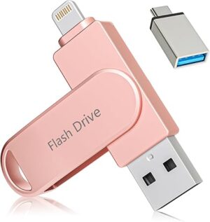 Apple MFi Certified 512GB Photo Stick, Flash Drive for iPhone Memory Stick for Photo/Video Backup Stick, High-Speed USB Stick iPhone Storage Drive Compatible for iPhone/iPad/Android/PC (Pink)