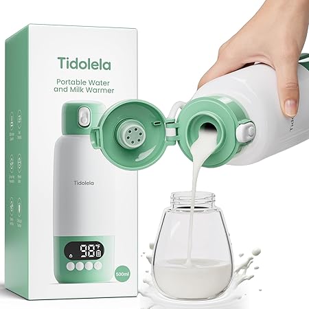 61xjIc9rZiL._SY450_ Portable Bottle Warmer 17oz Fast Heating in 2 Mins, 6 Temp Settings + Keep Warm, Built-in Sterilizer, for Breastmilk & Formula, Travel & Outdoor Use (Green)