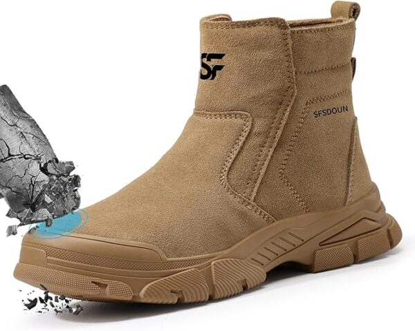 71-1kuNg48L._AC_SY535_ Work Boots for Men Slip On Welding Boots for Men Indestructible Steel Toe Boots Men's Steel Toe Shoes Fireproof Safety Toe Shoes Construction Boots for Welder Men's Work Shoes.