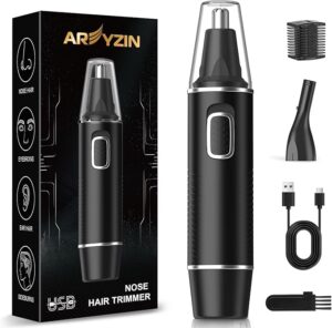 Nose Hair Trimmer for Men,Rechargeable Ear and Nose Trimmer,2026 Professional 2 in 1 Painless Eyebrow & Facial Hair Trimmer with IPX7 Waterproof Dual Edge Blades (Black)