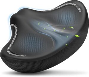 71ZpUx-GGmL._AC_SX679_ New Noseless Oversized Bike Seat, Extra Wide Comfort Pure Memory Foam Bicycle Seat Cushion, Compatible Saddle Replacement with Electric Bike, Exercise, Cruiser, Road Bike for Men & Women
