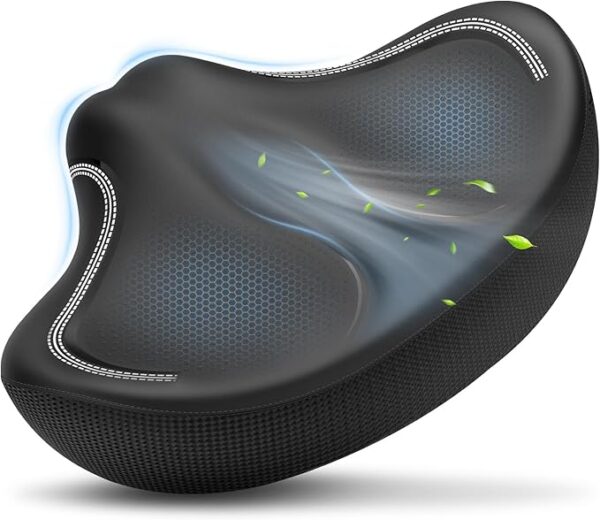 71ZpUx-GGmL._AC_SX679_ New Noseless Oversized Bike Seat, Extra Wide Comfort Pure Memory Foam Bicycle Seat Cushion, Compatible Saddle Replacement with Electric Bike, Exercise, Cruiser, Road Bike for Men & Women