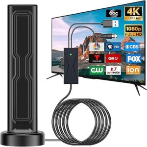 TV Antenna, 2026 Upgrade Digital TV Antenna for Smart TV Indoor with Amplifier Signal Booster 900+ Miles Long Range, HDTV Antenna 360 Reception Portable, Support 8K 4K 1080P All TVs, Coaxial Cable