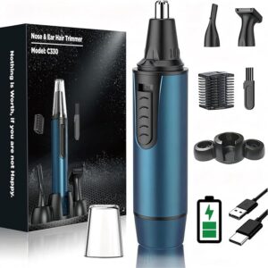 Nose Hair Trimmer for Men,2026 Professional 3 in 1 Painless RechargeableEar and Nose Trimmer,IPX7 Waterproof Eyebrow Facial Hair Trimmer Body Grooming Kit Dual EdgeBlades