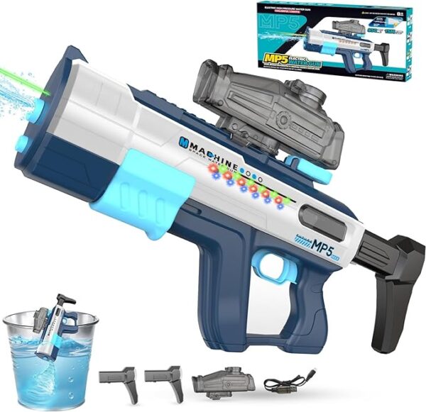 Electric Water Gun,Water Gun With LED Light,Auto Reload & 850 CC Water Tank, Powerful Squirt Gun Blaster Up To 45 FT Long Range,Outdoor Yard Party Shooting Game Toy,Summer Soaker Gift for Adults Kids.