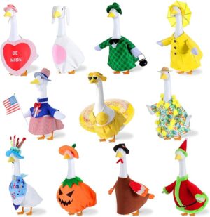 71rZ0NK513L._AC_SX679_ 11 Set Holiday Porch Goose Outfit All-Season Bundle – Valentine St. Patrick Easter Summer 4th of July Fall Halloween and Christmas – Porch & Lawn Goose Costumes for Patio Yard Garden Decor (23 Inch)