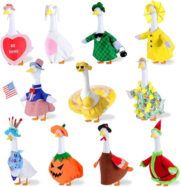71rZ0NK513L._AC_SX679_ 11 Set Holiday Porch Goose Outfit All-Season Bundle – Valentine St. Patrick Easter Summer 4th of July Fall Halloween and Christmas – Porch & Lawn Goose Costumes for Patio Yard Garden Decor (23 Inch)