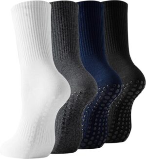 71s179C53VL._AC_SX569_ Non Slip Grip Socks for Men, 4 Pairs Mens Grippy Pilates Yoga Hospital Gym