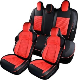 71wibqzLMVL._AC_SY450_ Car Seat Covers for Tesla Model 3, Full Set 5 Seater, Leatherette Car Seat Covers Front Seats and Back Custom for Tesla Model 3 2024-2025 New BlackRed