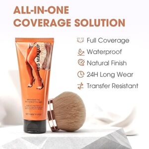 Body Coverage Perfector with Makeup Brush, Tattoo Cover Up Makeup Waterproof Sweatproof for Leg Arm Body Make Up, Tattoo Concealer Coverage Scar Bruise Dark Spots for All Skin, 3.53 Oz Medium Radiance