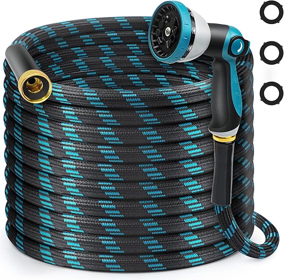81Hb6x4jZrL._AC_SX569_ Gardentime 50FT Non-Expandable Garden Hose, Heavy Duty Flexible Water Hose with Leakproof 3/4" Fittings 10 Modes Spray Nozzle, Kink-Free, Lightweight & Durable for Yard, Lawn, Garden & Outdoor Use
