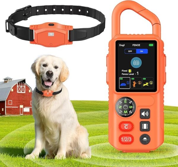 81OAyrlsdmL._AC_SX679_ 4-in-1 Wireless Dog Fence System, Electric Fences for Medium Large Dogs, 4 Modes Training Collar with Remote, IPX7 Waterproof, Portable Indoor & Outdoor Safe Pet Containment, Real-Time Display Brand: VUMXPE
