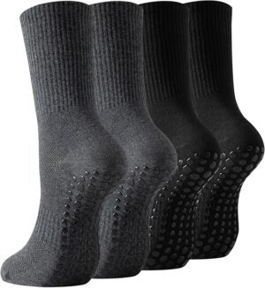 81zTxUqT4XL._AC_SX569_ Non Slip Grip Socks for Men, 4 Pairs Mens Grippy Pilates Yoga Hospital Gym Athletic Running Crew Socks